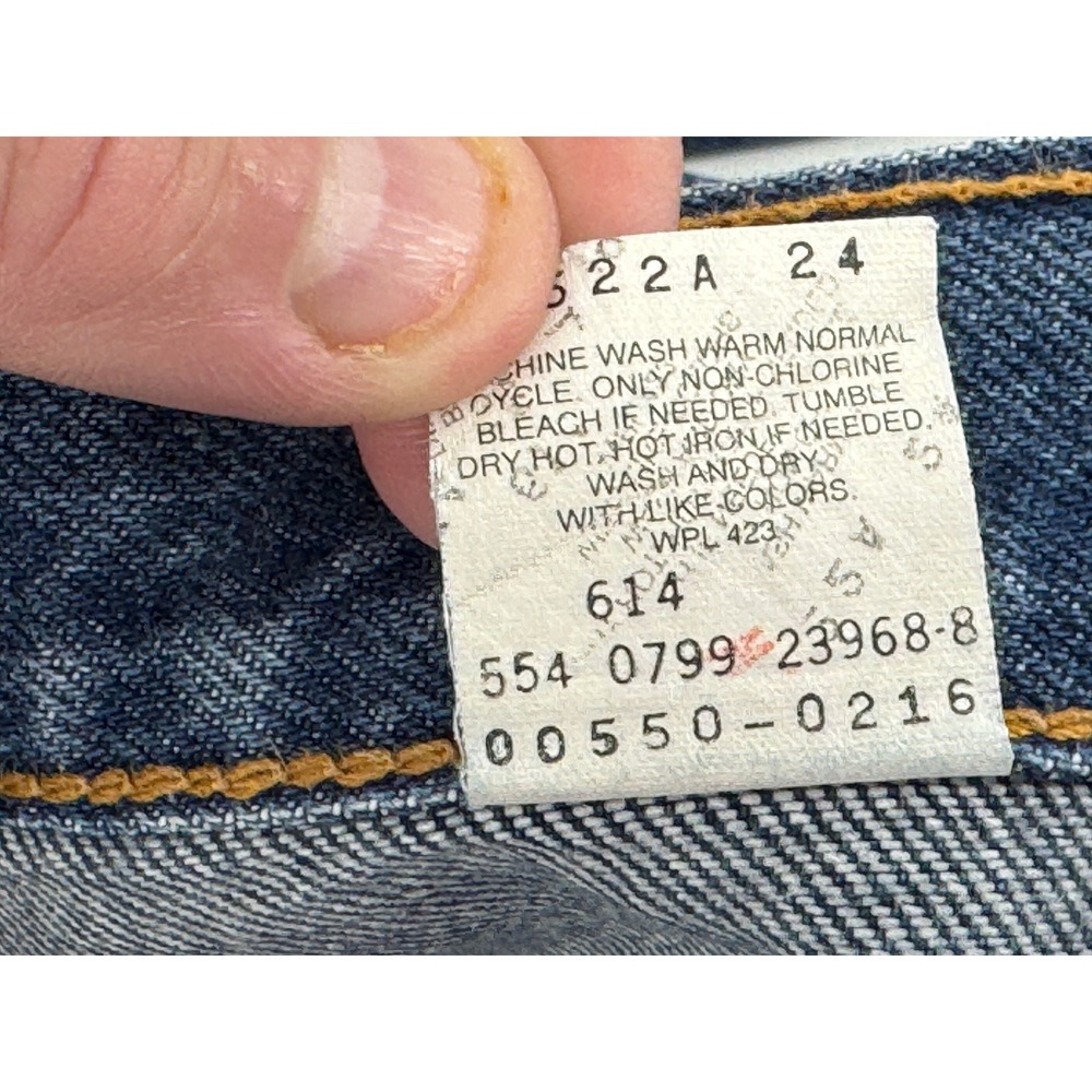 Vintage Levi's 550 Y2K 31x32 90s Red‎ Batwing USA Relaxed Fit Jeans Blue Mens - Picture 5 of 14